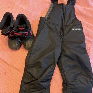 Arctix Black Snow Bib 2t with Boots size 7